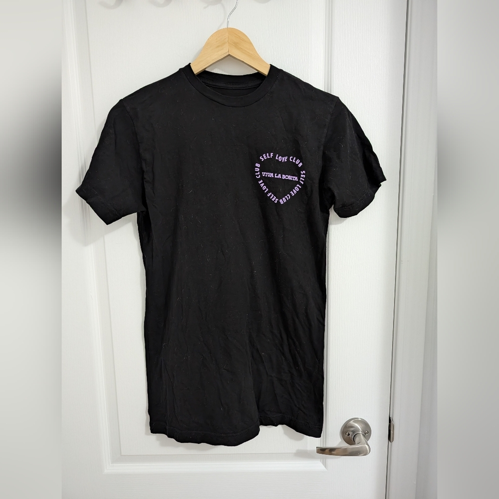 NWOT Viva La Bonita Cotton Black "Self Love Club" Graphic TShirt - XSmall